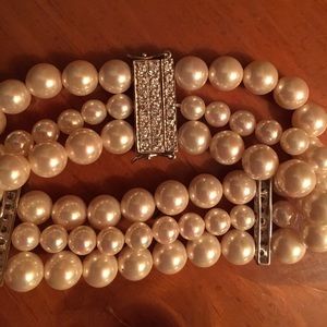 Triple Strand faux pearl bracelet